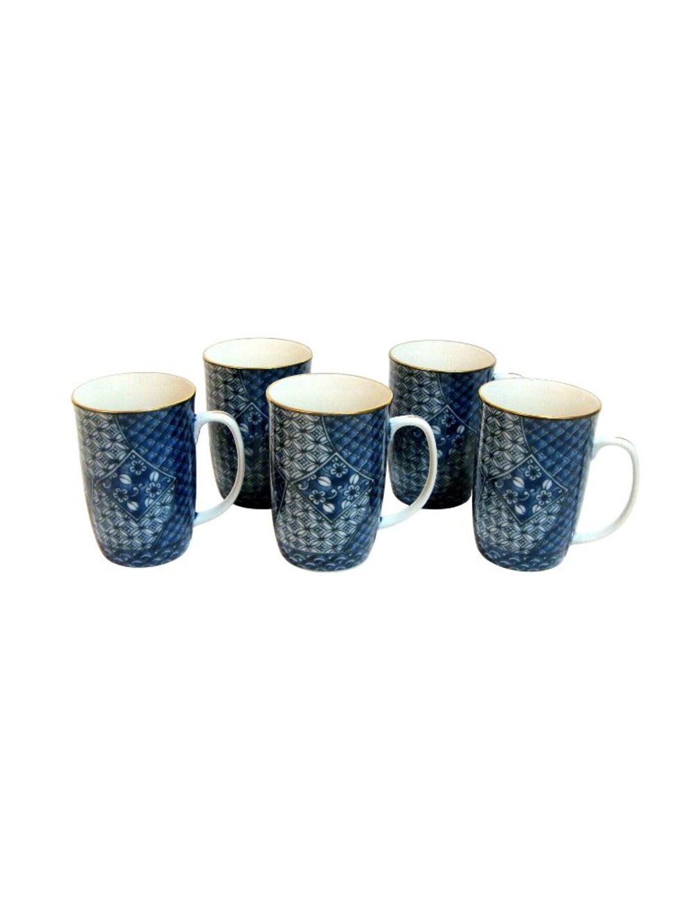 Takahashi Mugs Kimono Blue and White Set of Five
